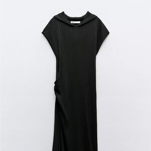 Zara Black Hooded Maxi Dress